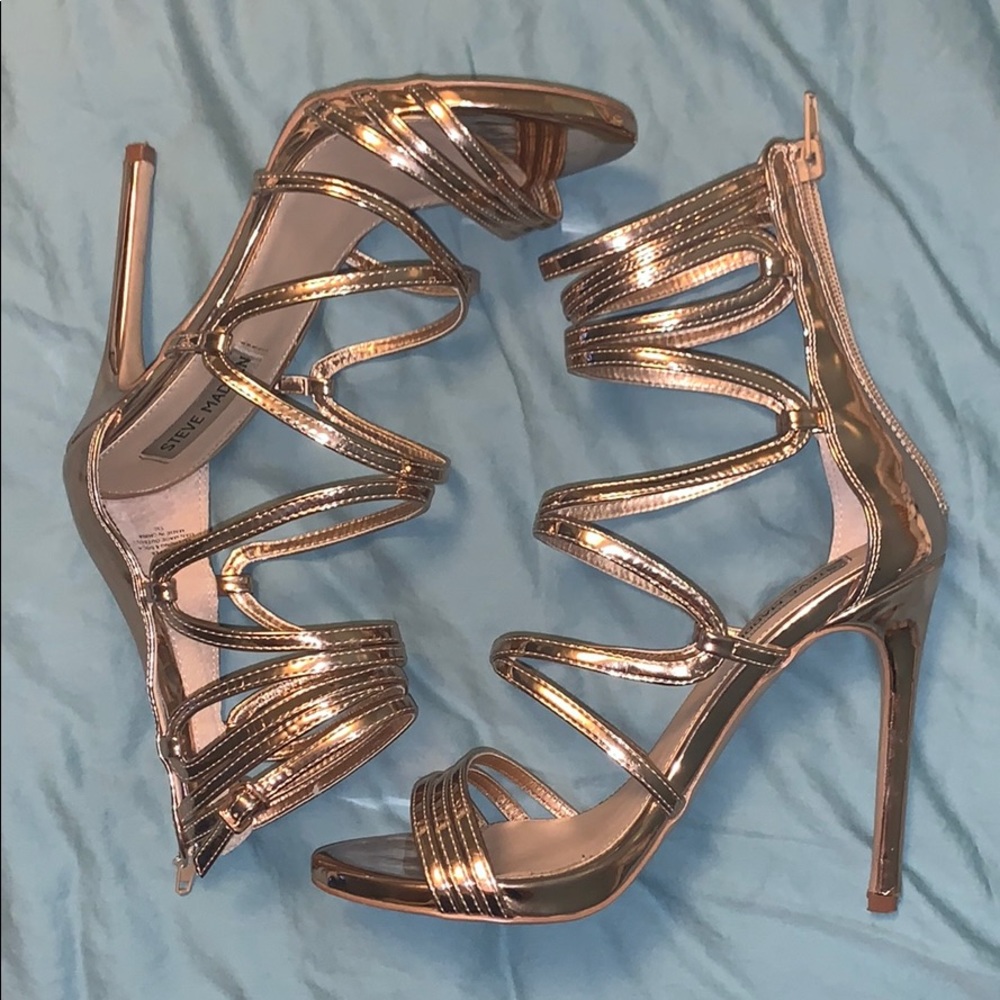Steve Madden rose gold open toe heels
